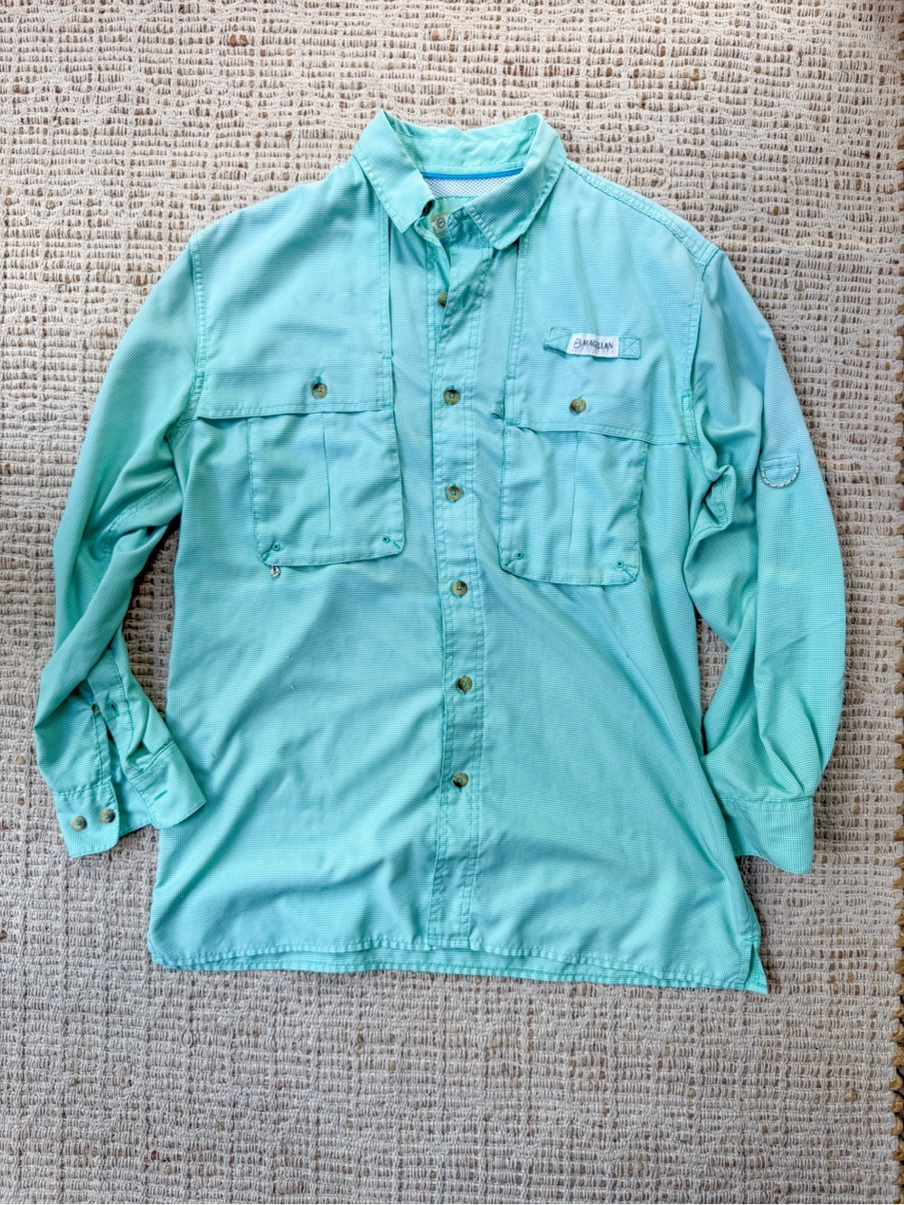 Magellan Outdoors Fish Gear MagWick Fishing Shirt Mint Green Small Ventilated